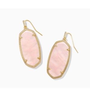 Kendra Scott earrings in gold and rose quarts